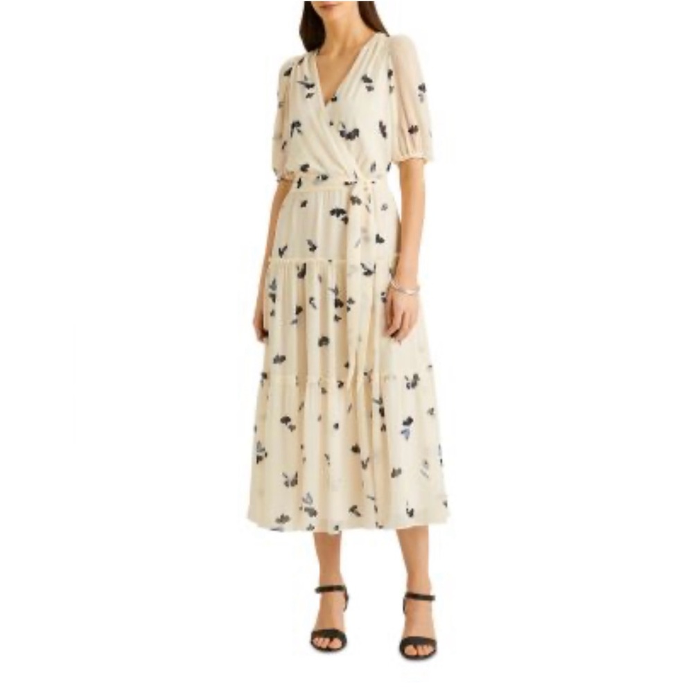 Ralph Lauren White and Blue Long Sleeve Dress